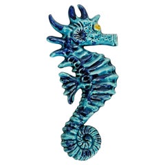 Blue wall decoration made of glazed ceramic, France, 1970