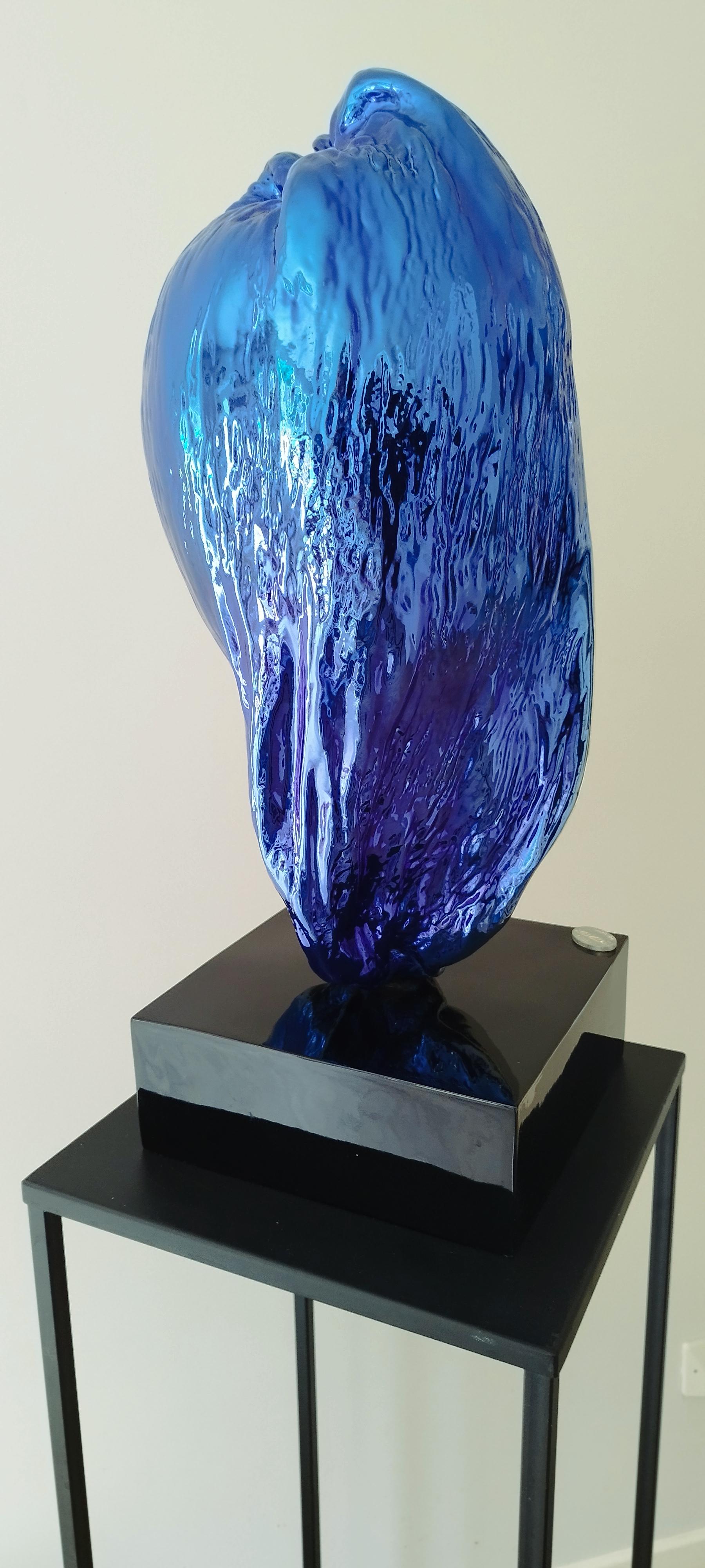 Contemporary  Blue walnut in bronze polychrome by Patrick LAROCHE Sculptor Designer For Sale