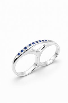Blue Warrior Ring in Silver with Sapphires & Diamonds by Moncomble Paris