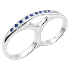 Blue Warrior Ring in Silver with Sapphires & Diamonds by Moncomble Paris