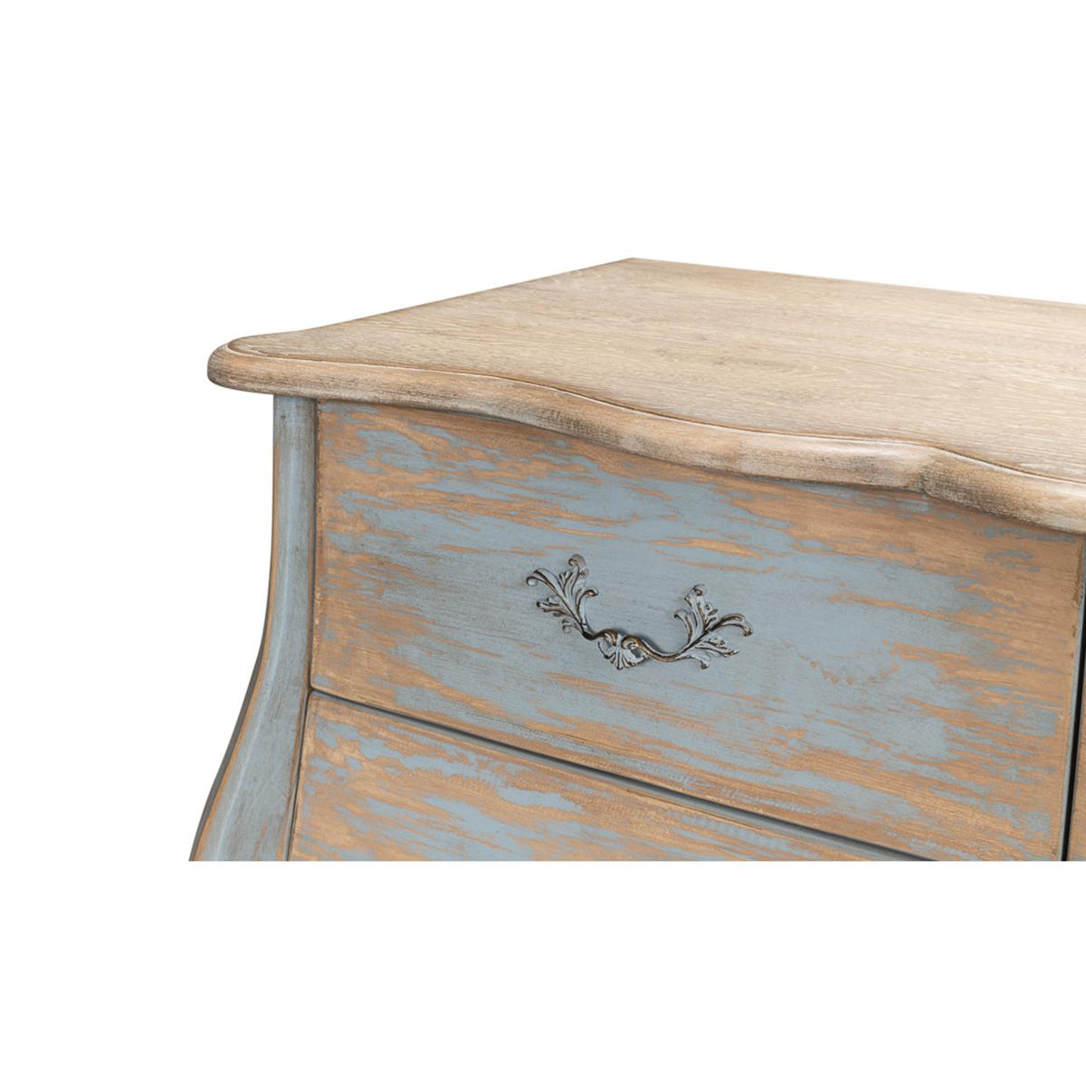Contemporary Blue Washed French Country Commode For Sale