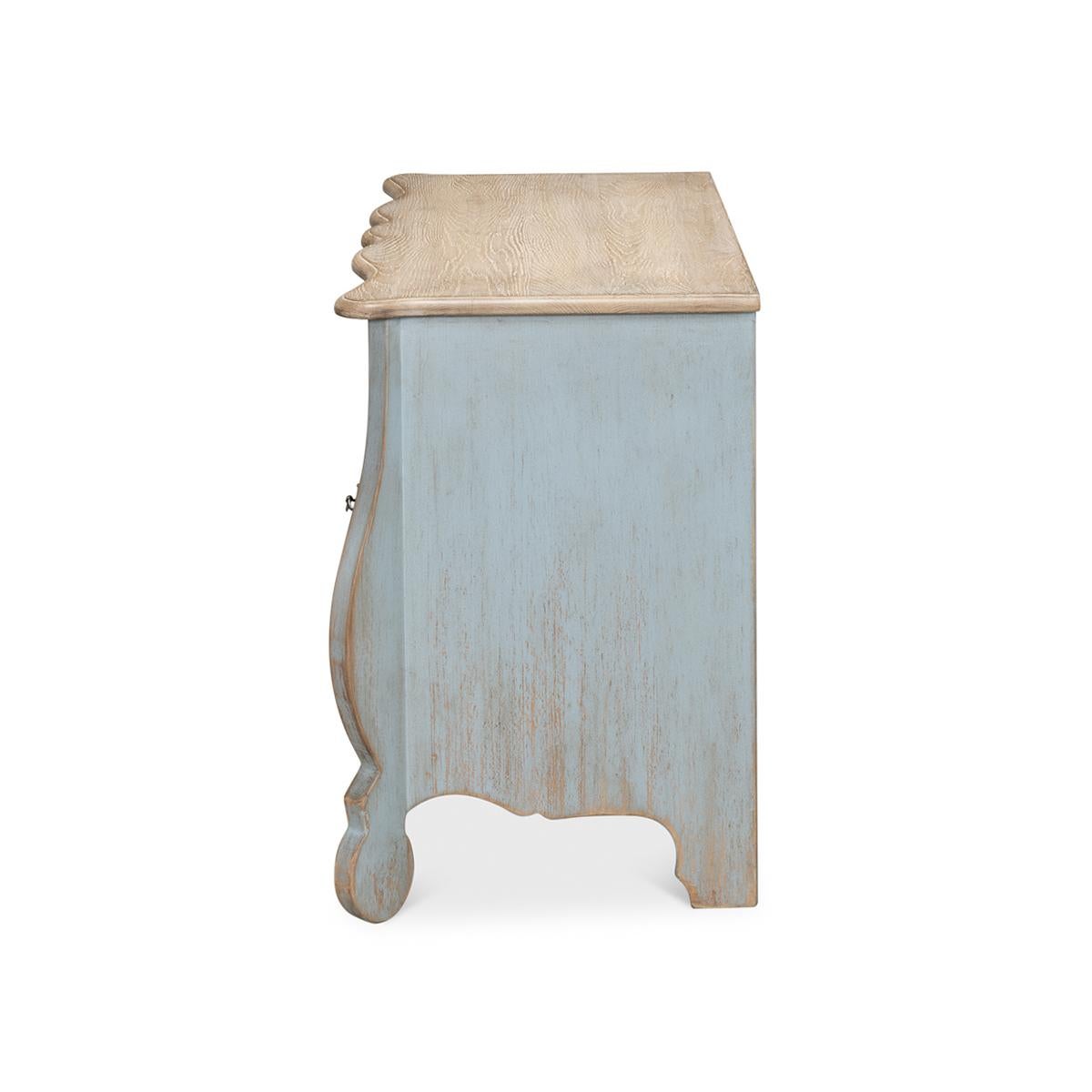 Wood Blue Washed French Country Commode For Sale