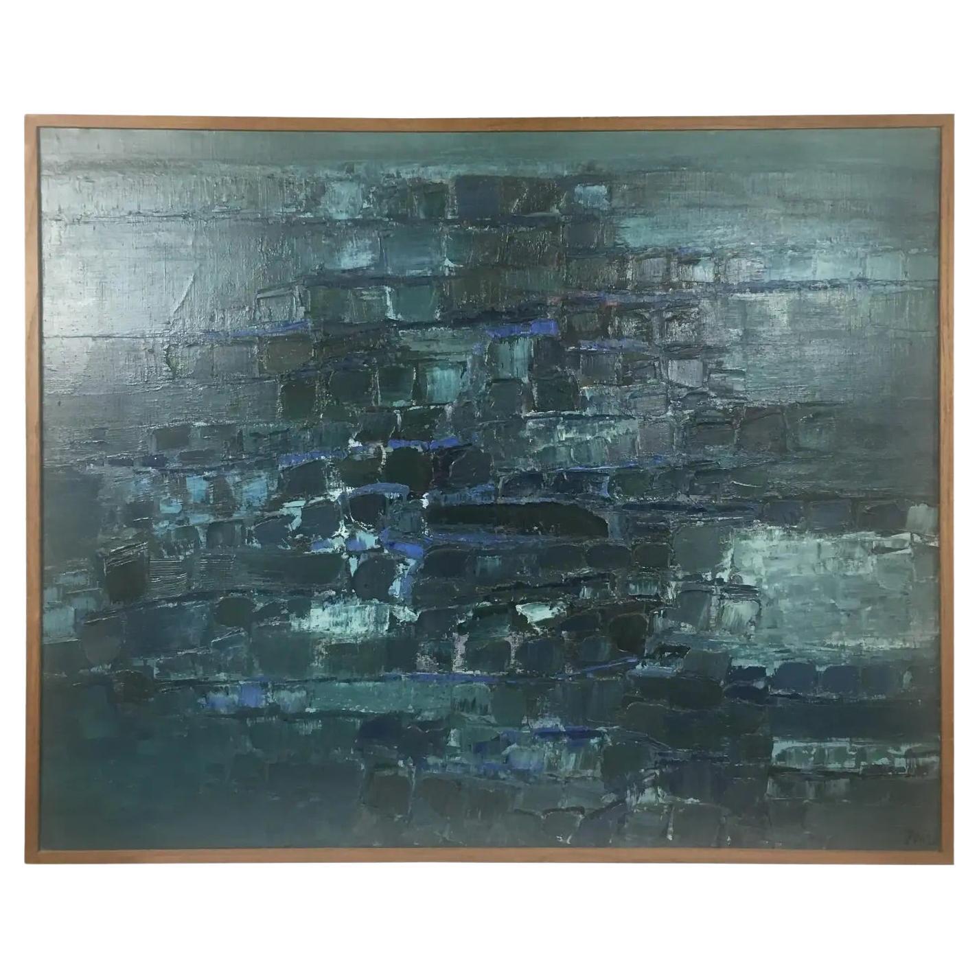 Composition d'art abstrait en eau bleue par Mark Janson, vers 1958  en vente