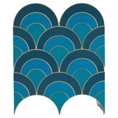 Blue Wave Cabinet, Geometric Pattern
