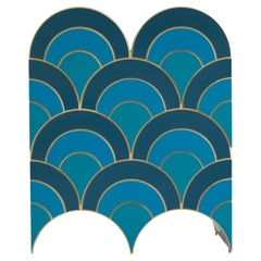 Blue Wave Cabinet, Geometric Pattern