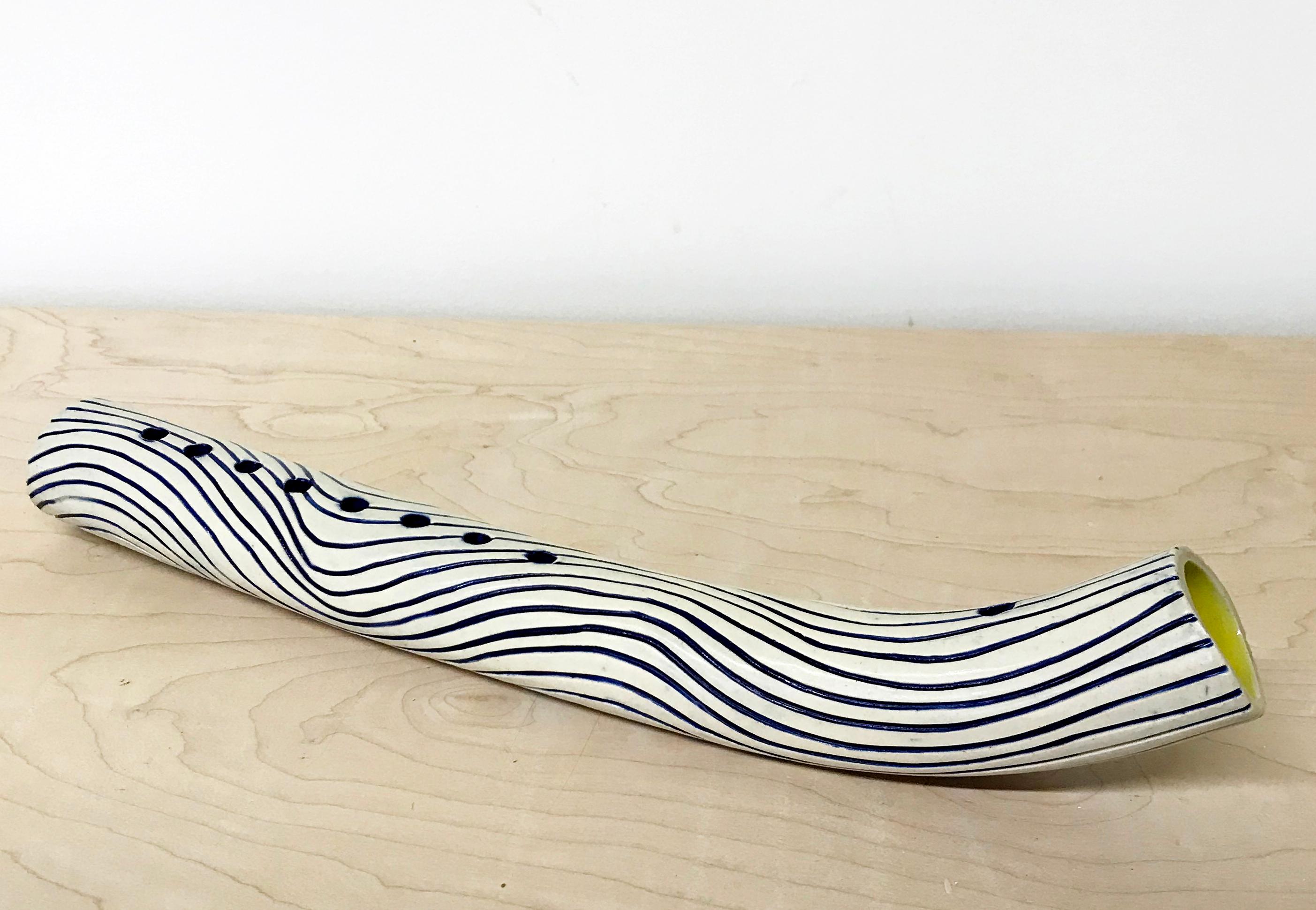 American Blue Wave Hand-Built Ceramic Menorah by Re/Press Editions - Large For Sale