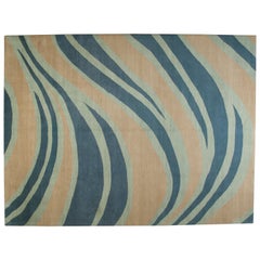 Blue Wave Wool Area Rug