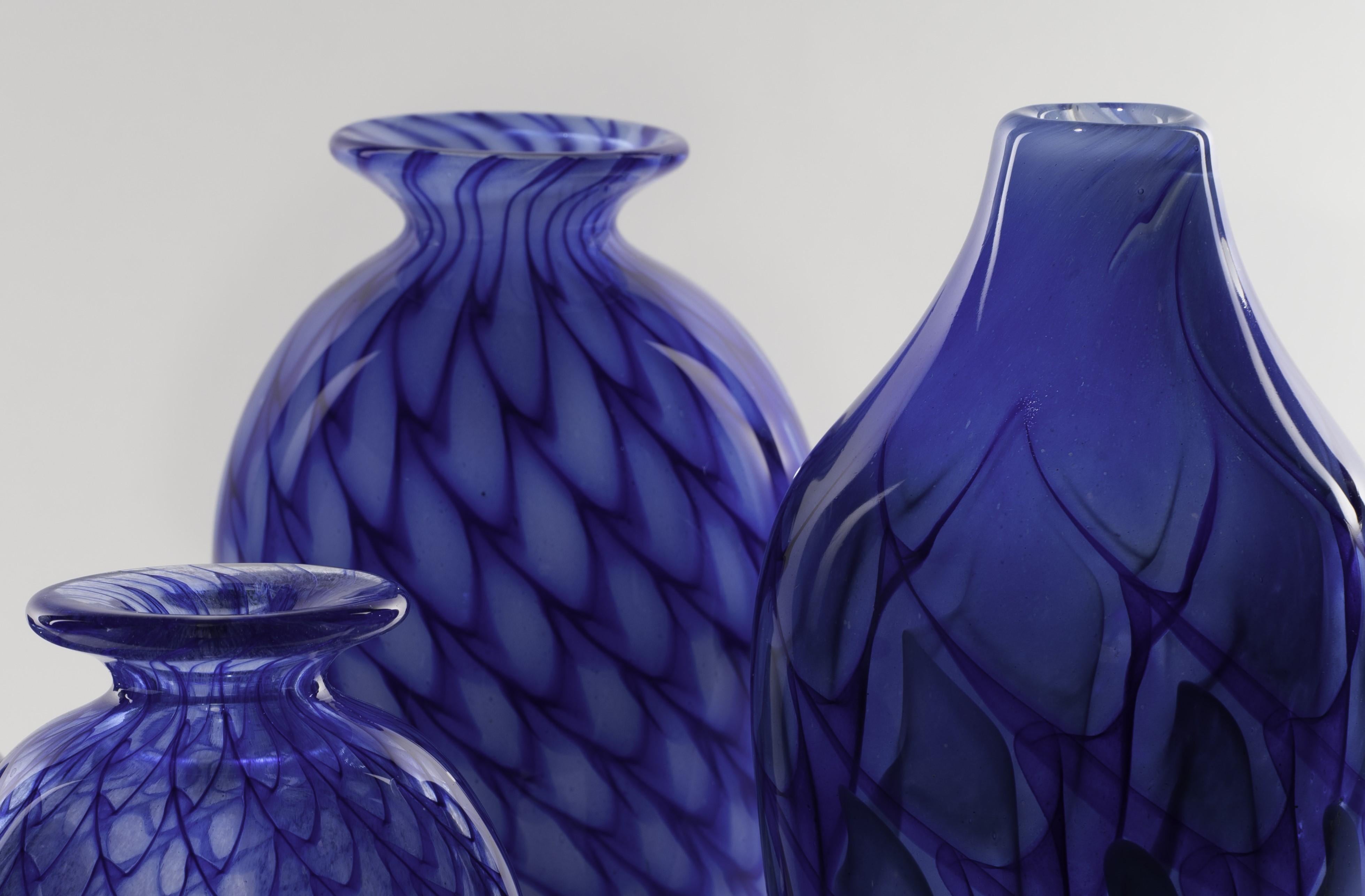 Modern Blue Waves Collection, a Collection of Elegant Vases with Striking Lines For Sale