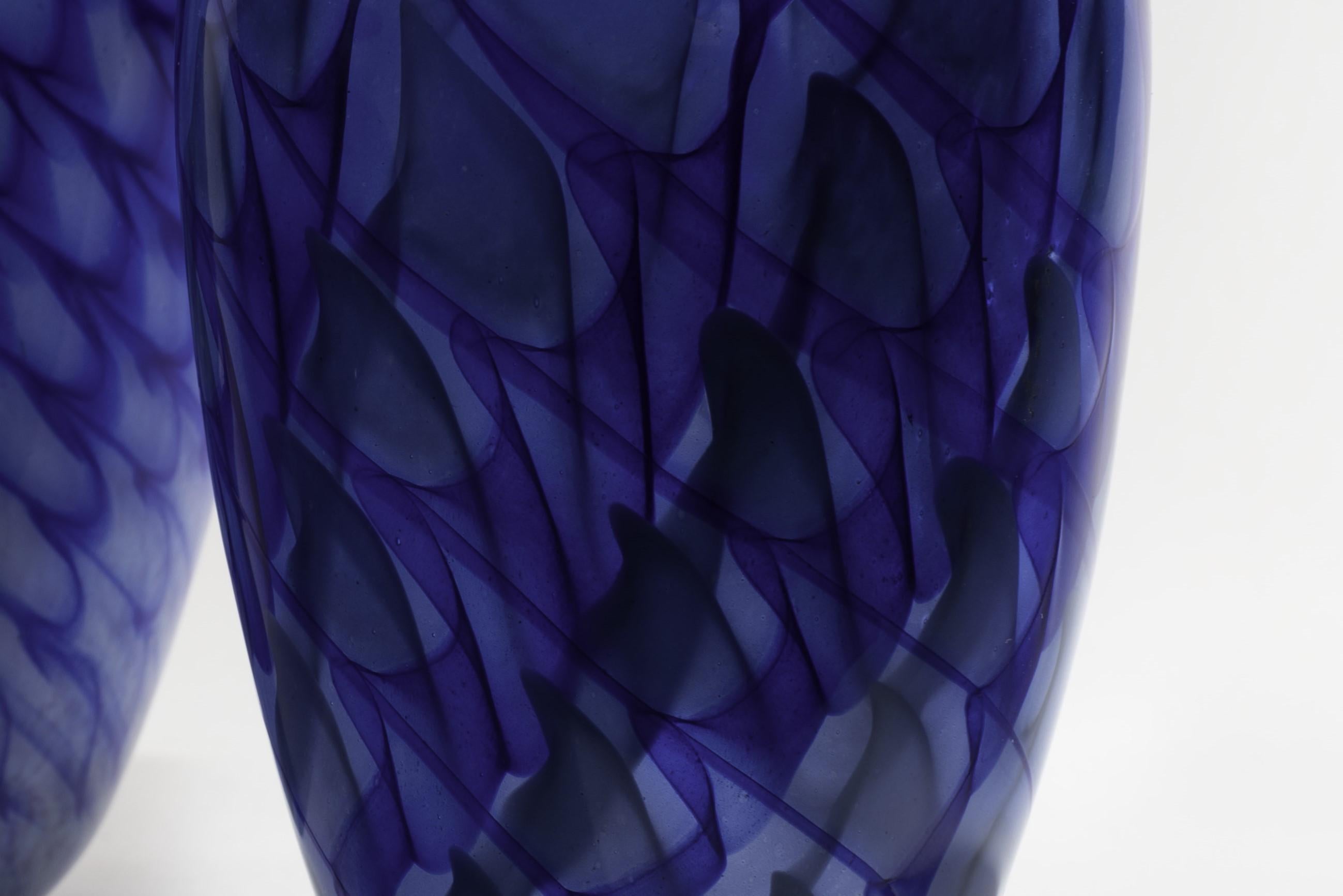 Indian Blue Waves Collection, a Collection of Elegant Vases with Striking Lines For Sale