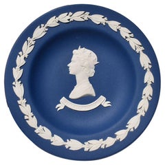 Vintage Blue Wedgwood Jasperware Queen Elizabeth II Silver Jubilee Dish England