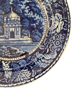 Blue & White 7.5 Inch plate “John Hall & Sons” Oriental Scenery- Tomb