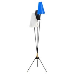 Blue White and Black Midcentury Swedish Floor Light