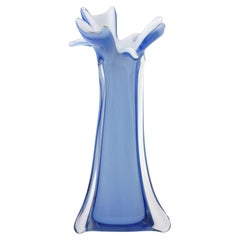 Sommerso-Vase aus blauem, weißem und klarem Murano Glass, Italien 1950