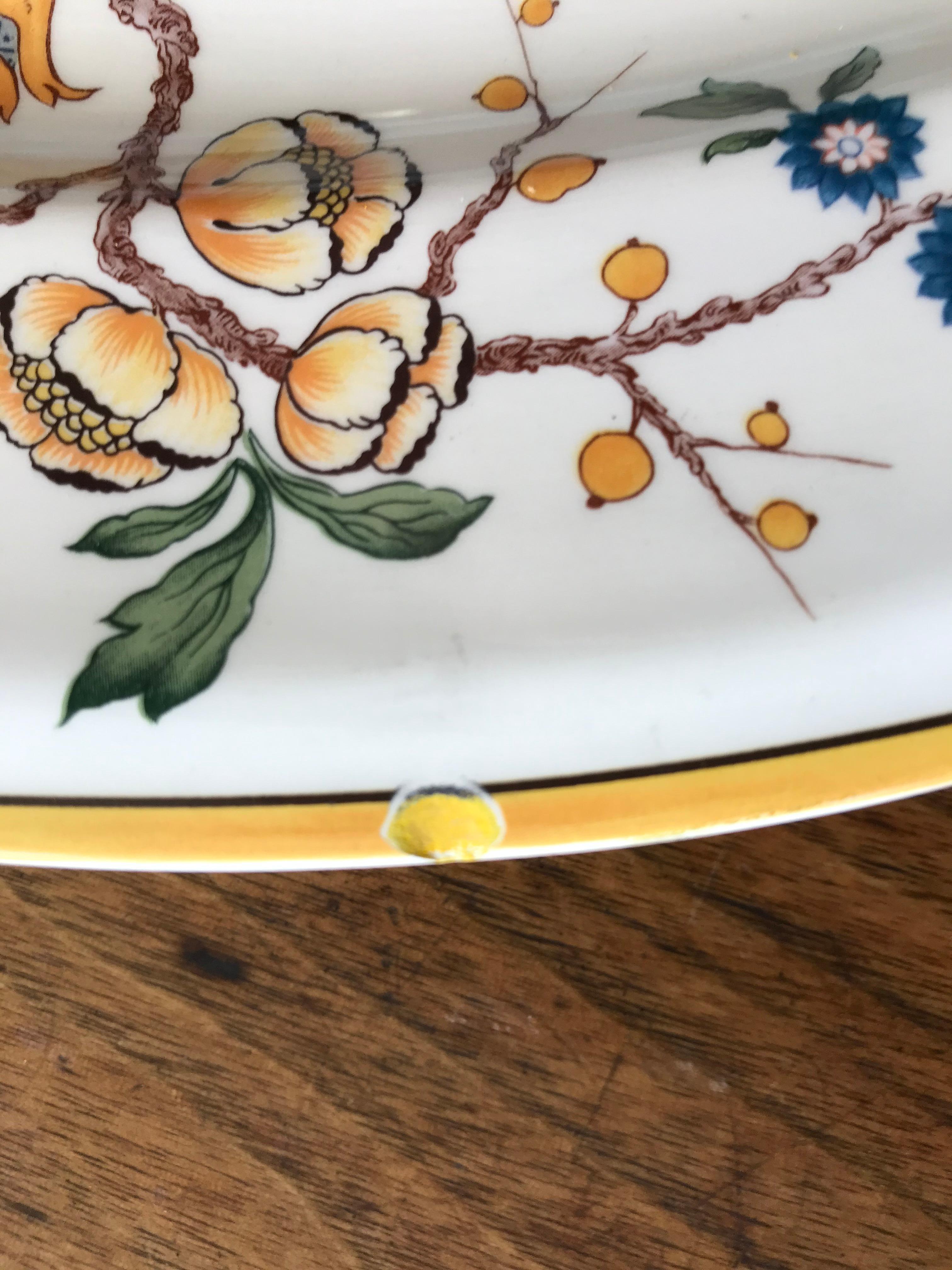 Blue, White and Yellow Bird Platter  In Good Condition In New York, NY