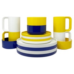 Vintage Blue, White and Yellow Massimo Vignelli for Heller Dishes - Service for 4