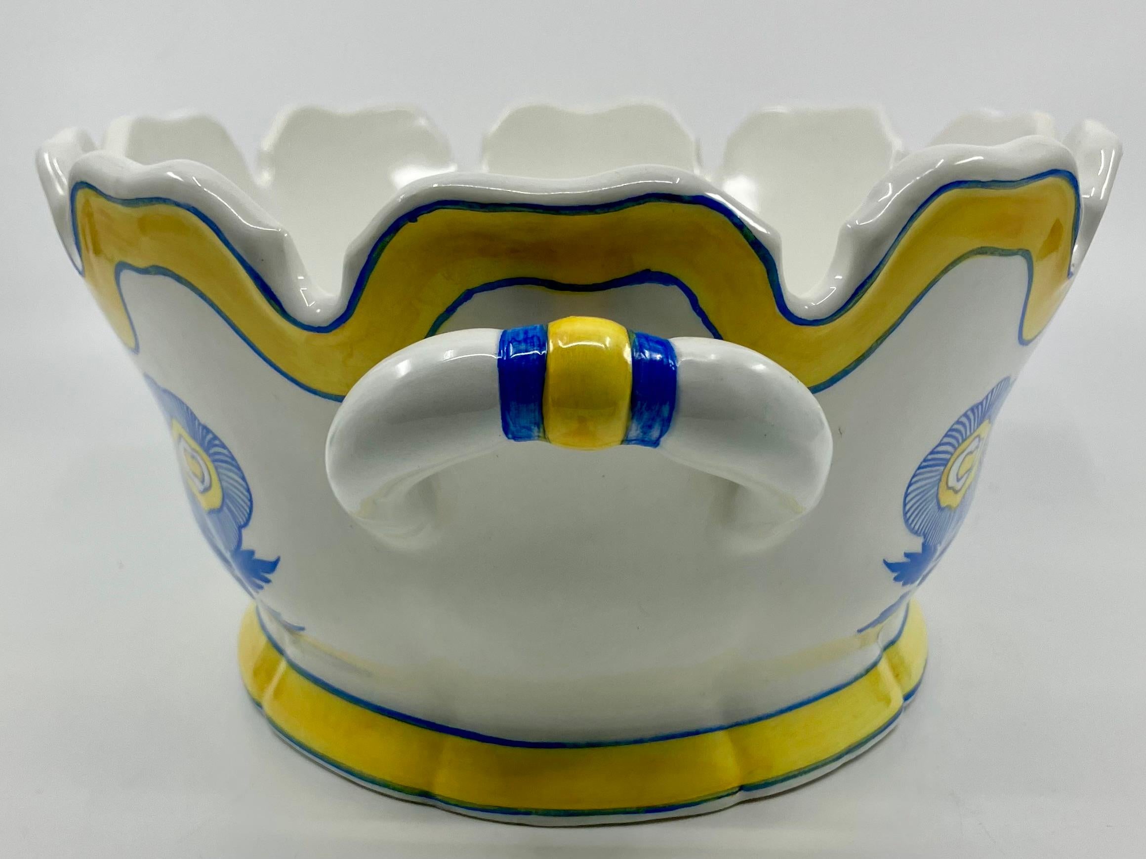 Italian Blue, White and Yellow Tiffany & Co. Montieth Cachepot For Sale