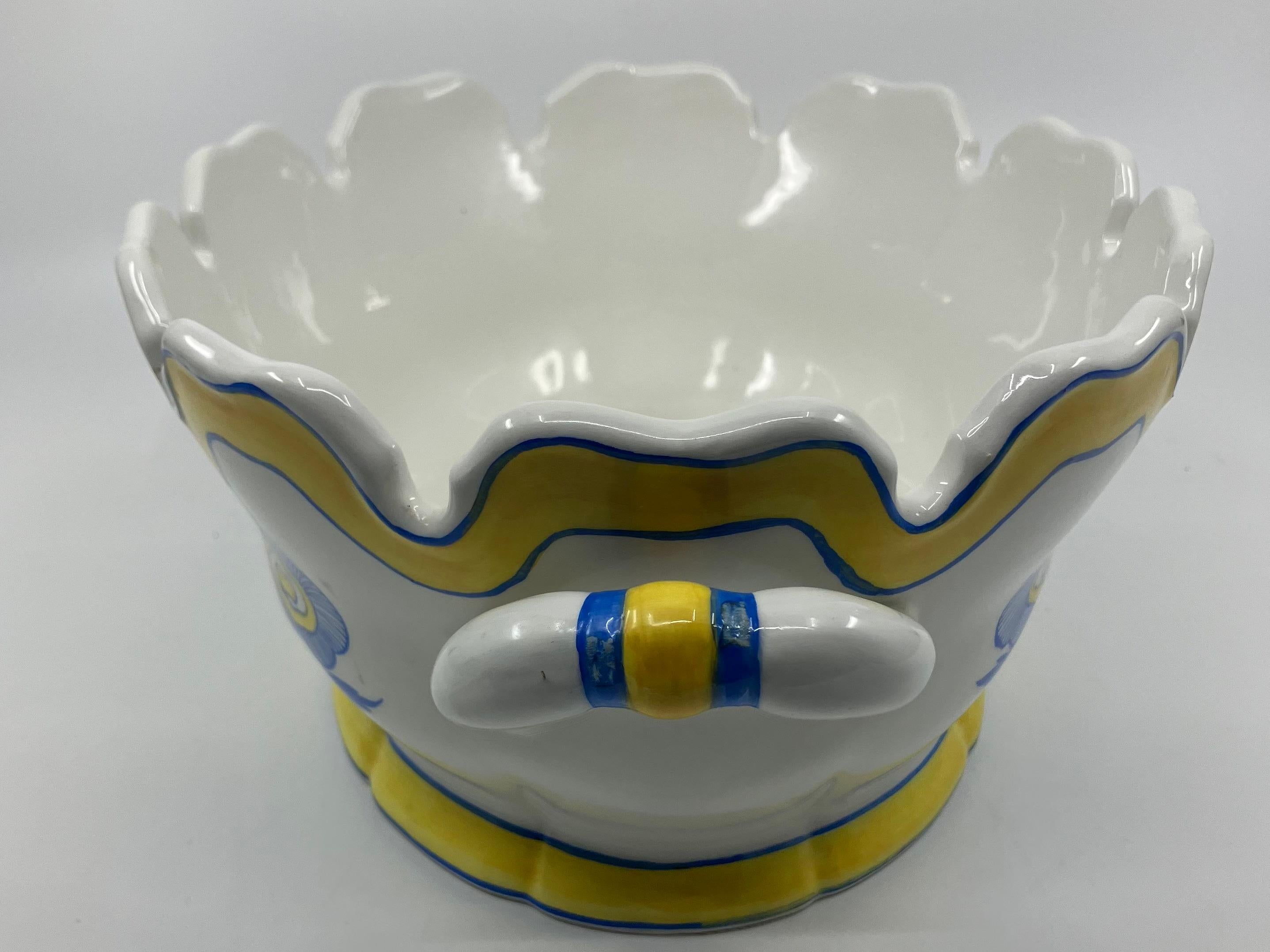 20th Century Blue, White and Yellow Tiffany & Co. Montieth Cachepot For Sale