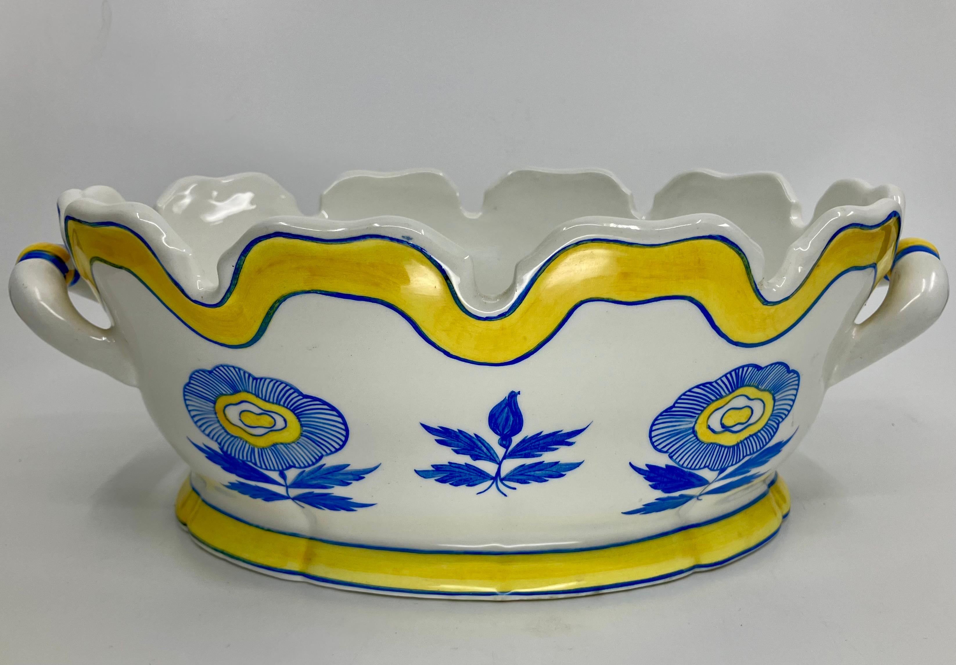 Blue, White and Yellow Tiffany & Co. Montieth Cachepot For Sale 1