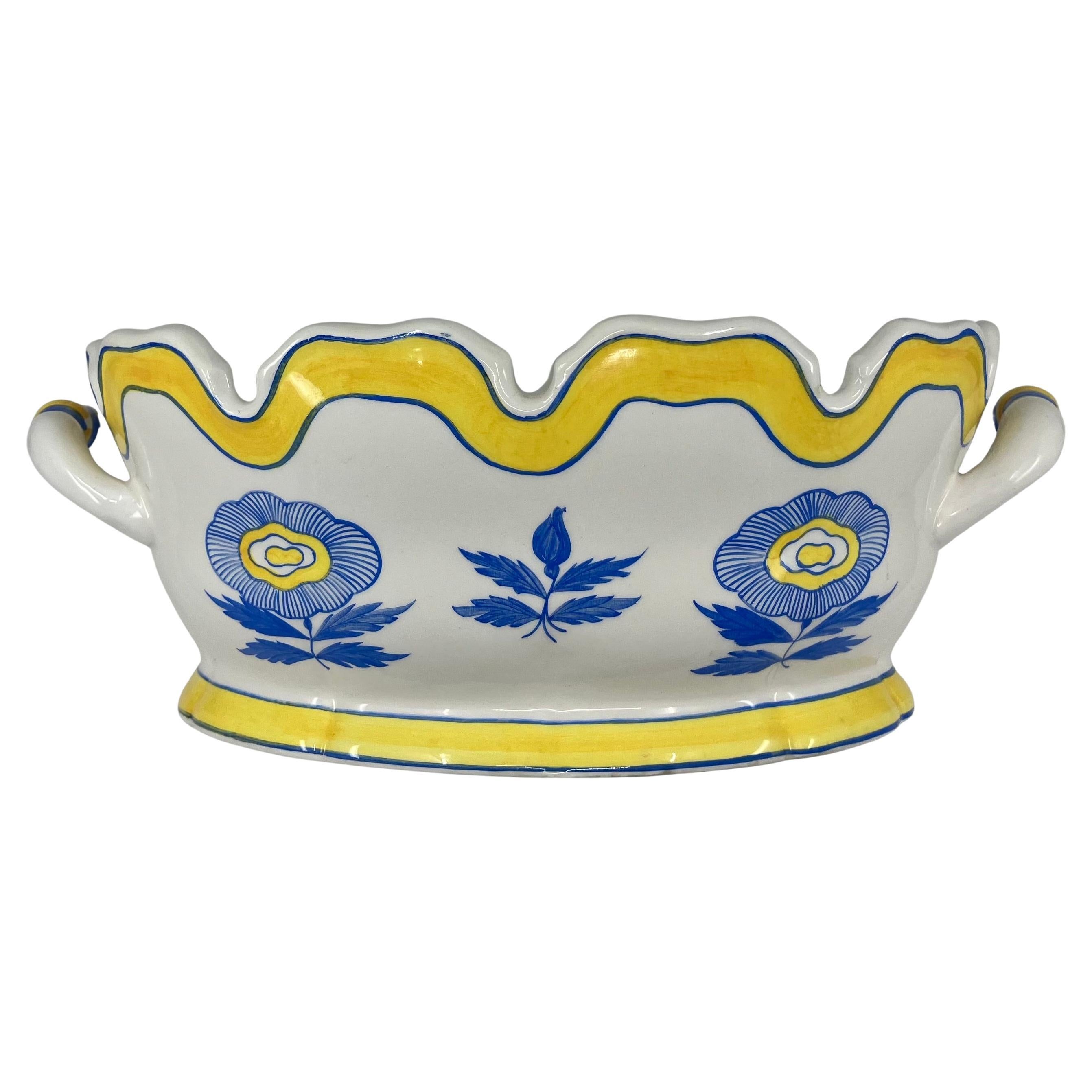 Blue, White and Yellow Tiffany 
Co. Montieth Cachepot For Sale