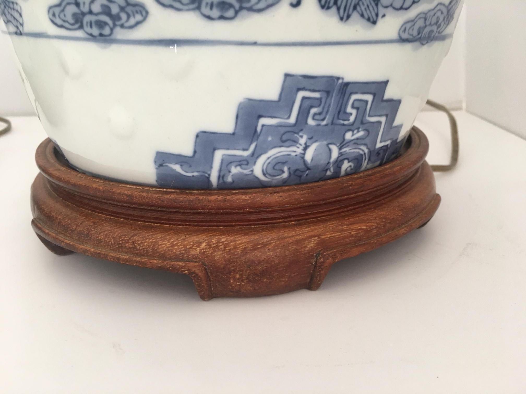 blue and white lamps set of 2