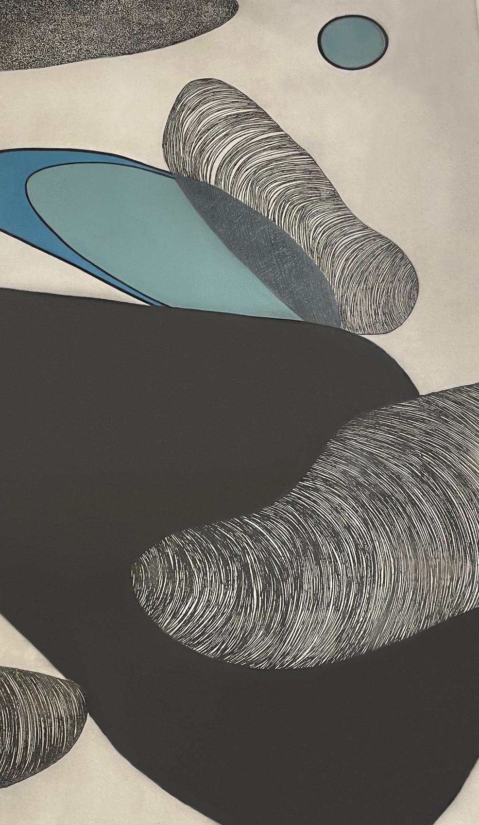 Blau, Weiß, Schwarz, Extragroßes, extra großes Triptychon von Marielle Guegan, Frankreich im Zustand „Neu“ im Angebot in New York, NY