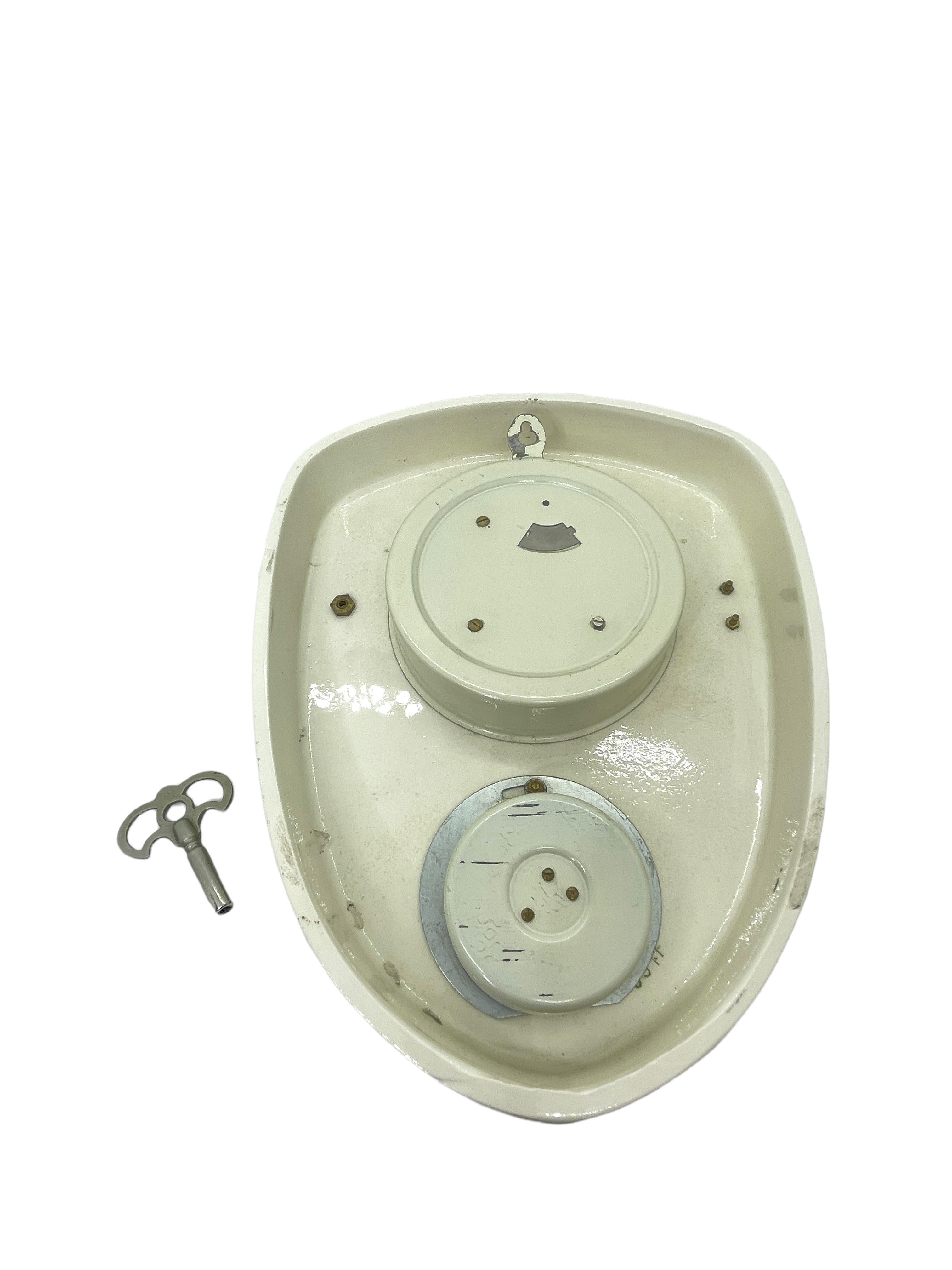 Mid-Century Modern Blue White Ceramic Kitchen Clock Mid-Century Wall Clock Exact, Germany