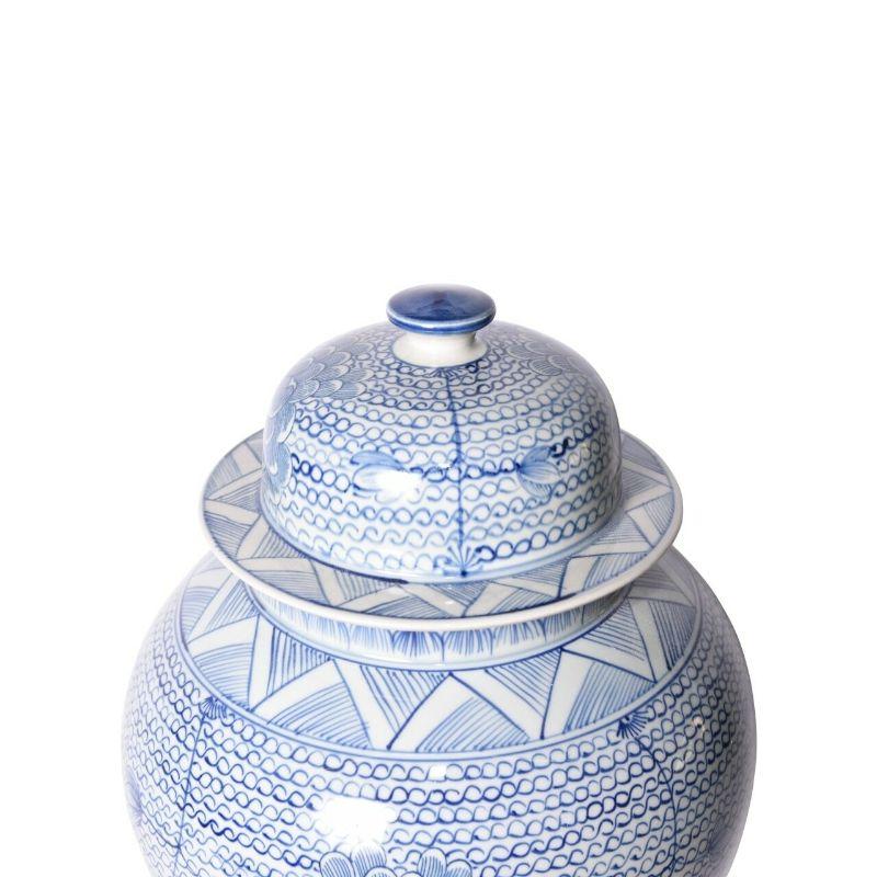 Chinese Blue & White Chain Temple Jar, Large For Sale