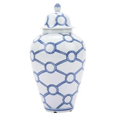 Blue & White Crossing Circles Porcelain Heaven Jar