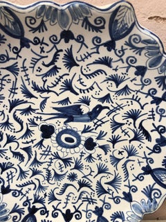 Blue & White Delft Faience Handled Platter circa 1920