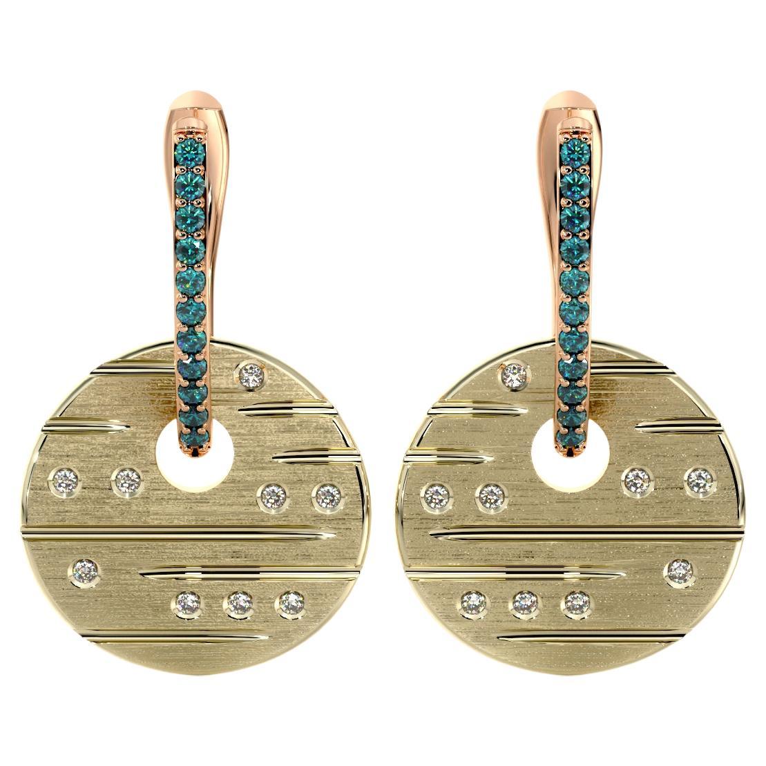 Blue & White Diamond Arc Pendant Earring of SOONHEE