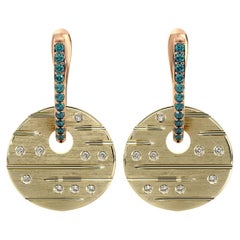 Blue & White Diamond Arc Pendant Earring of SOONHEE