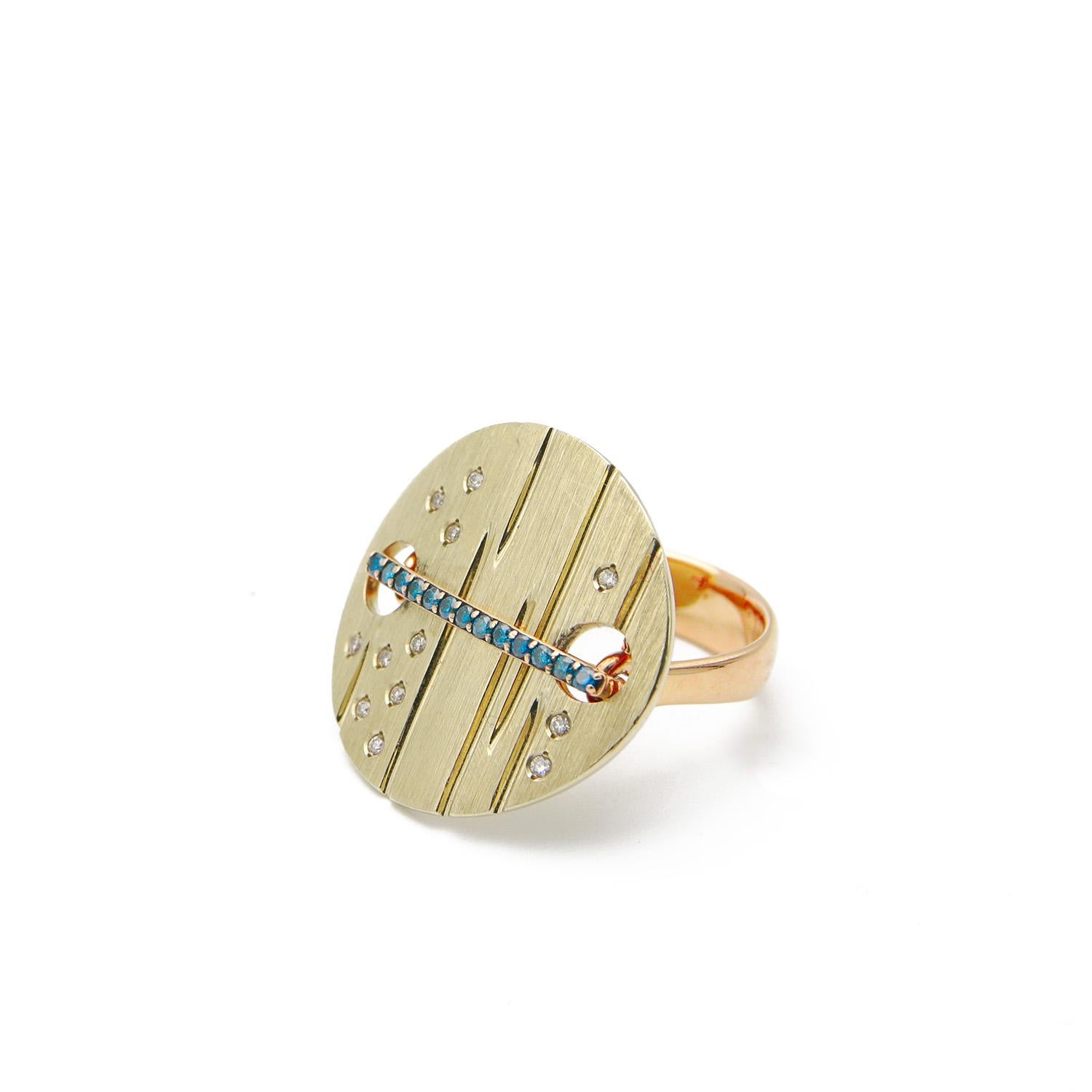 For Sale:  Blue & White Diamond Arc Ring of SOONHEE (Size 63.4~69.7) 5