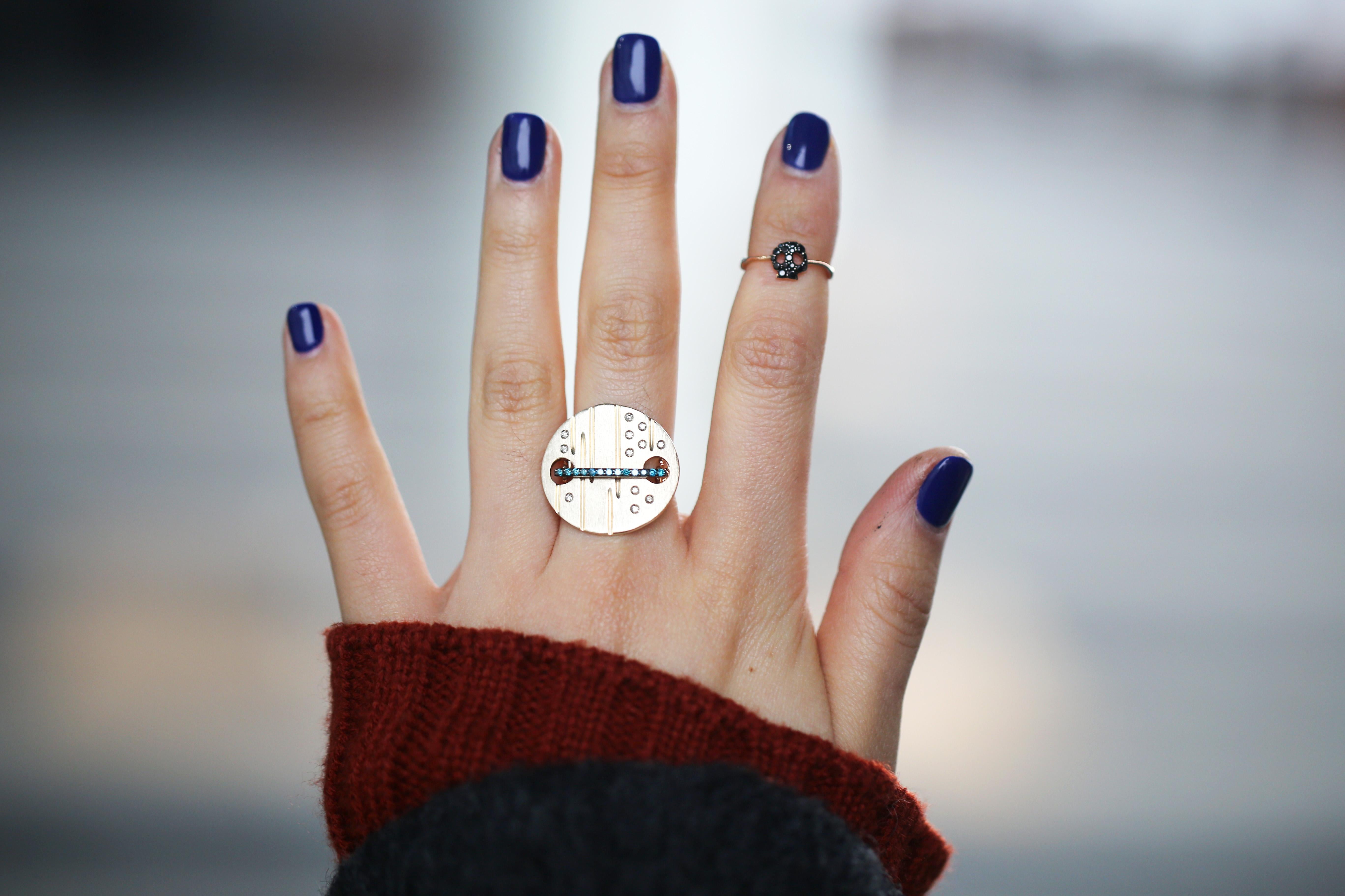 For Sale:  Blue & White Diamond Arc Ring of SOONHEE (Size 63.4~69.7) 6