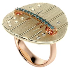 Anillo Arco de Diamante Azul y Blanco de SOONHEE (Talla 63.4~69.7)