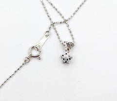 Blue & White Diamond Flower Pendant Necklace in 18k White Gold