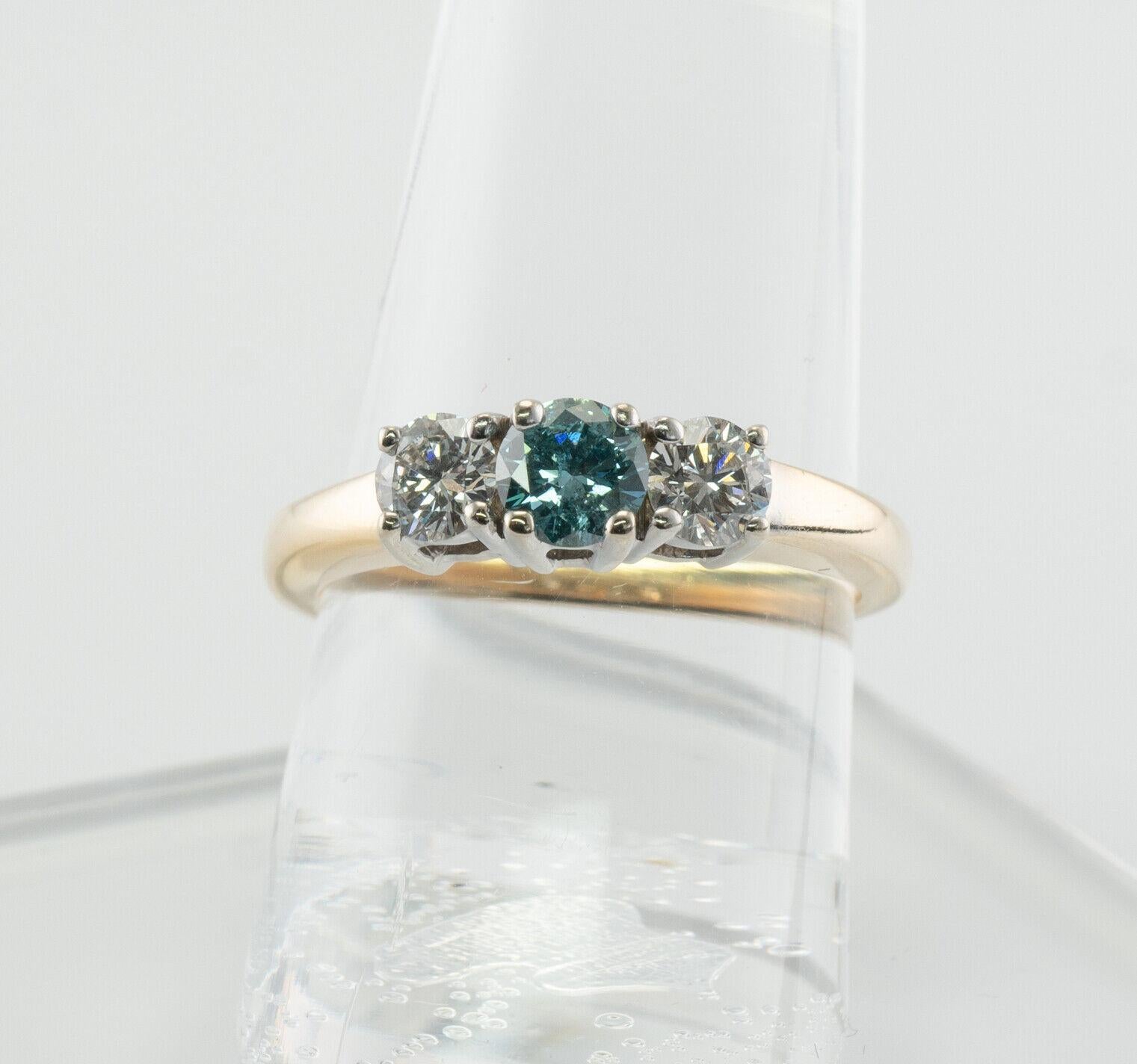 Blue & White Diamond Ring 14K Gold Band Engagement For Sale 5