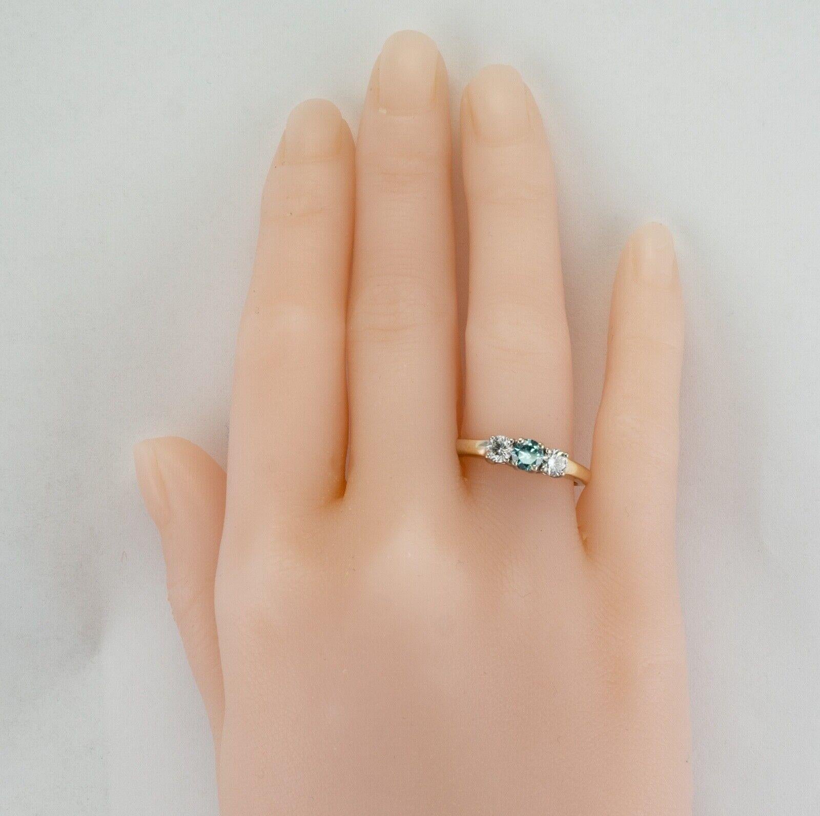 Blue & White Diamond Ring 14K Gold Band Engagement For Sale 6