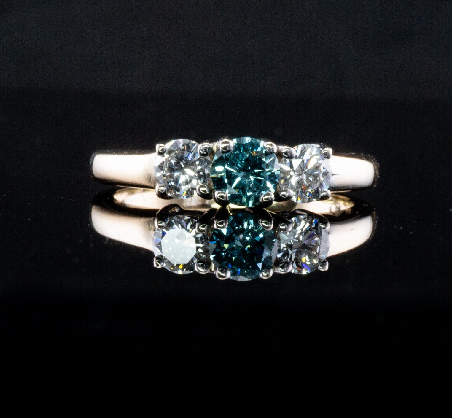 Blue & White Diamond Ring 14K Gold Band Engagement For Sale 7