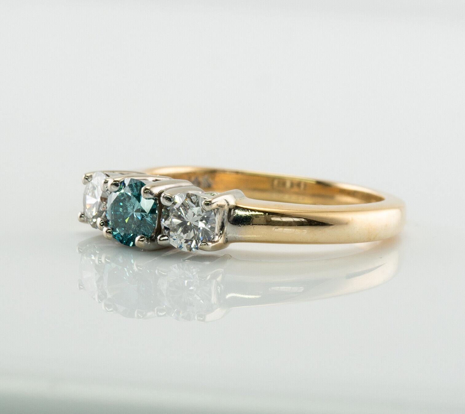 Bague de fiançailles en or 14K avec diamant bleu et blanc Pour femmes en vente