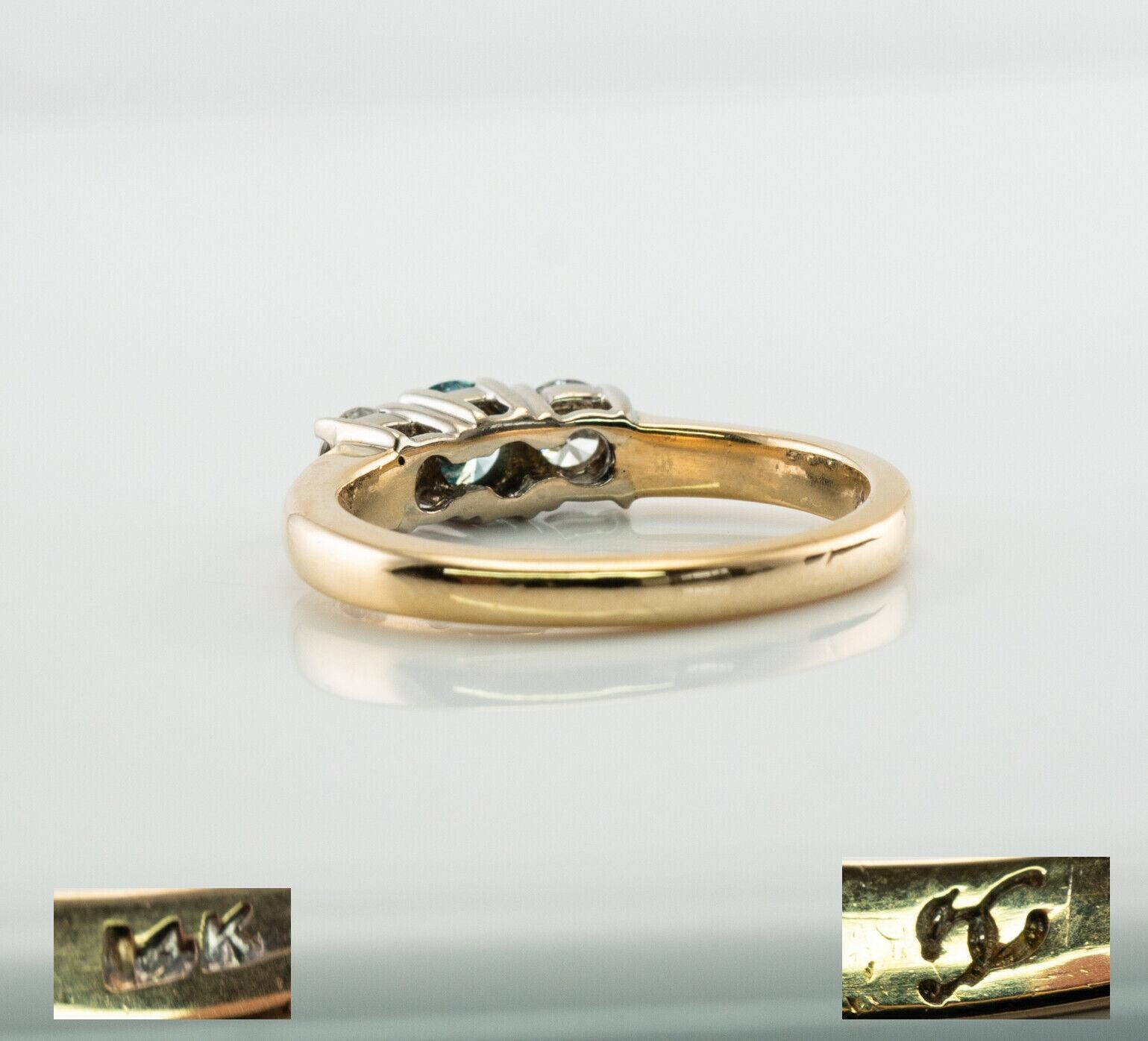 Blue & White Diamond Ring 14K Gold Band Engagement For Sale 1