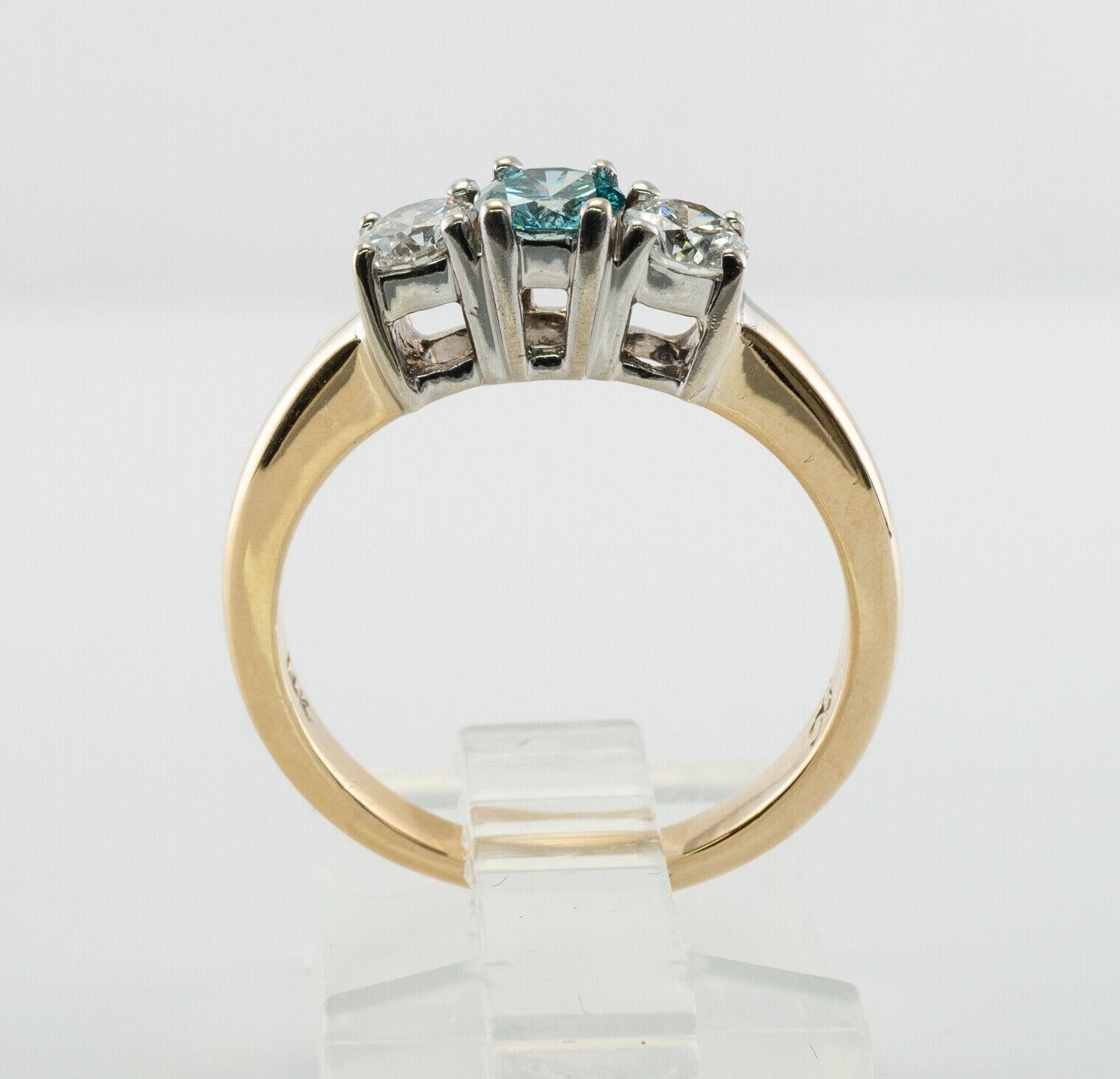 Blue & White Diamond Ring 14K Gold Band Engagement For Sale 2