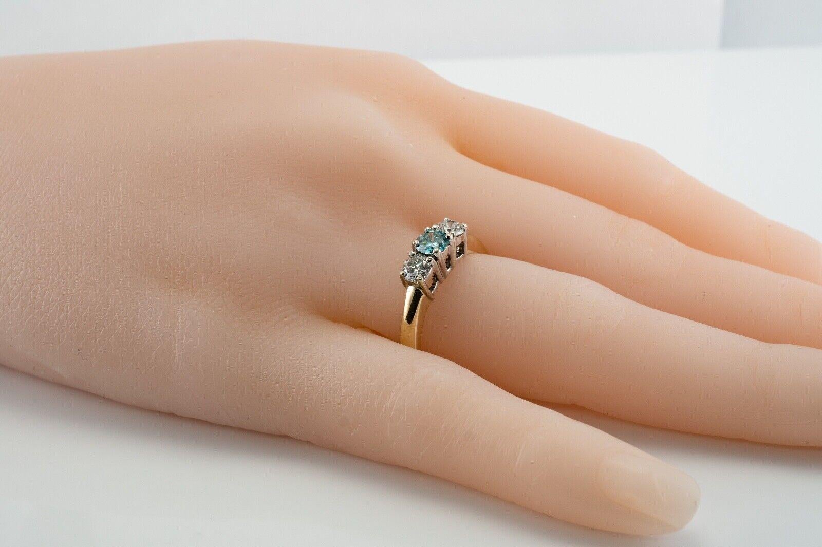 Blue & White Diamond Ring 14K Gold Band Engagement For Sale 3