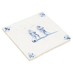 Azulejo Kolf de Delft holandés azul y blanco
