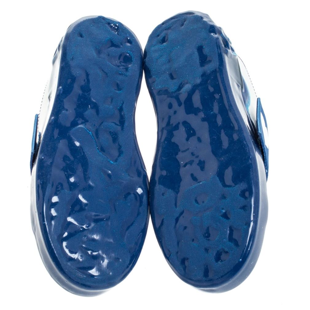 Blue/White Elastic Logo Leather Melt Portofino Sneakers Size 35 1