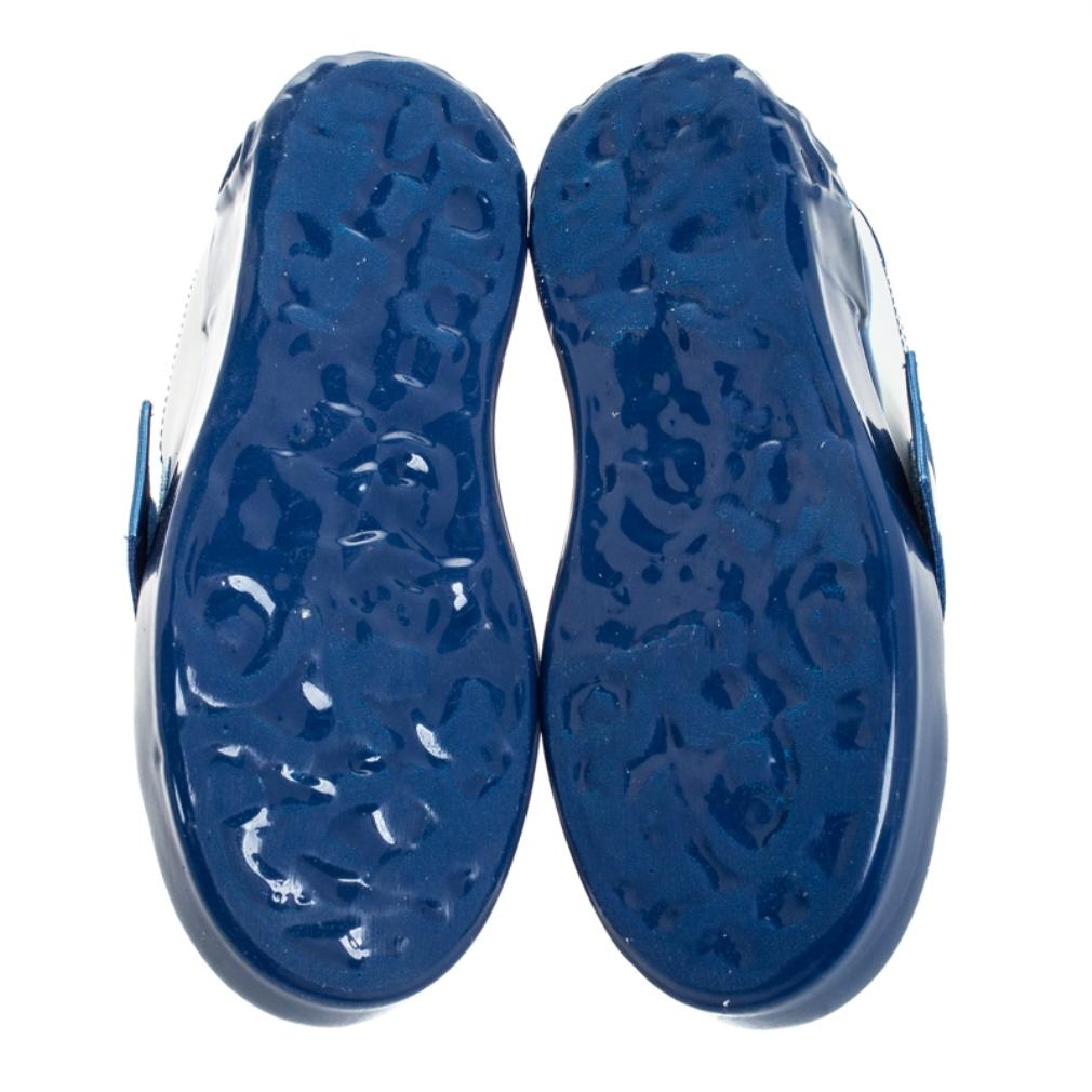 Blue/White Elastic Logo Leather Melt Portofino Sneakers Size 36 1