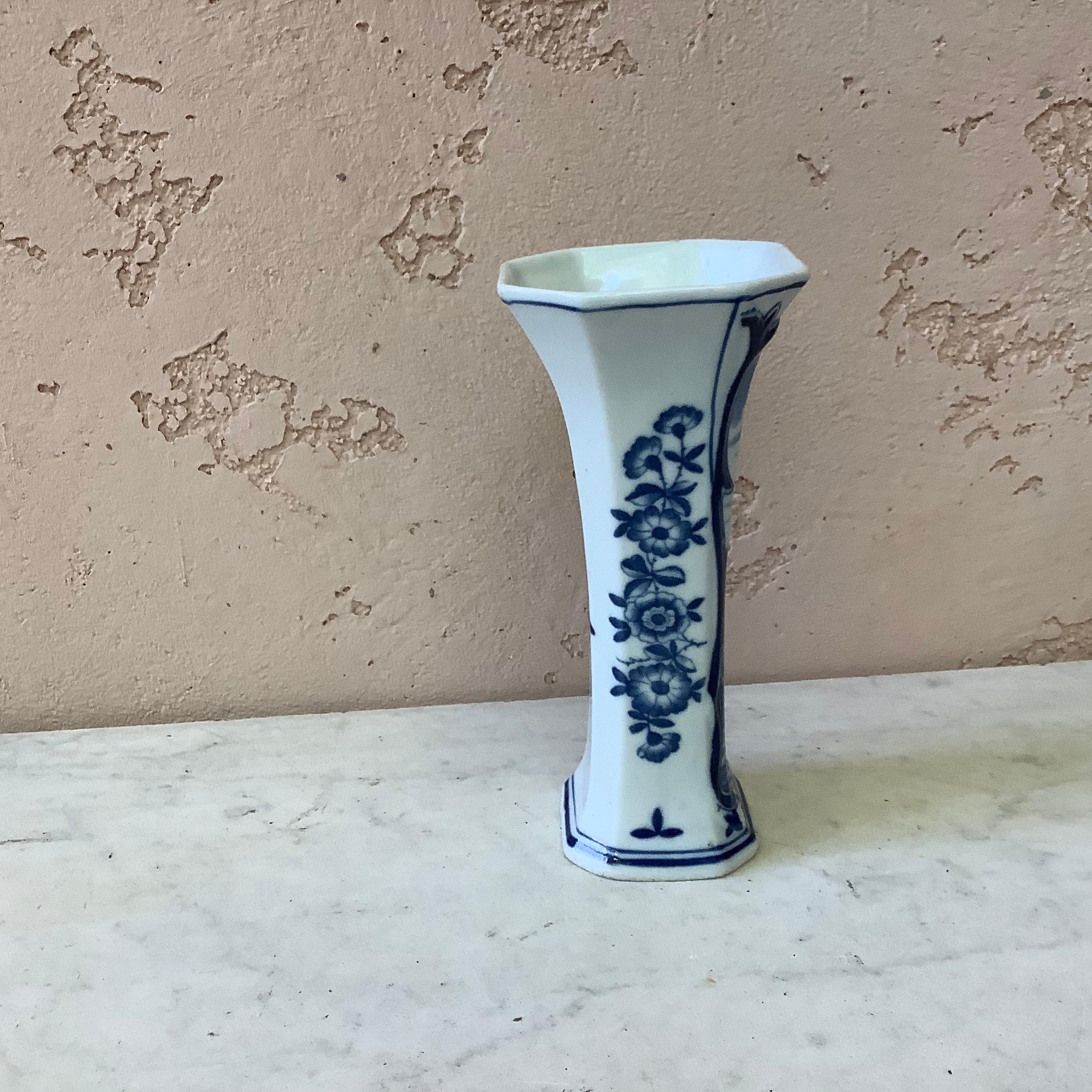 Dutch Colonial Blue and White Faience Vase Delft, circa 1920 For Sale