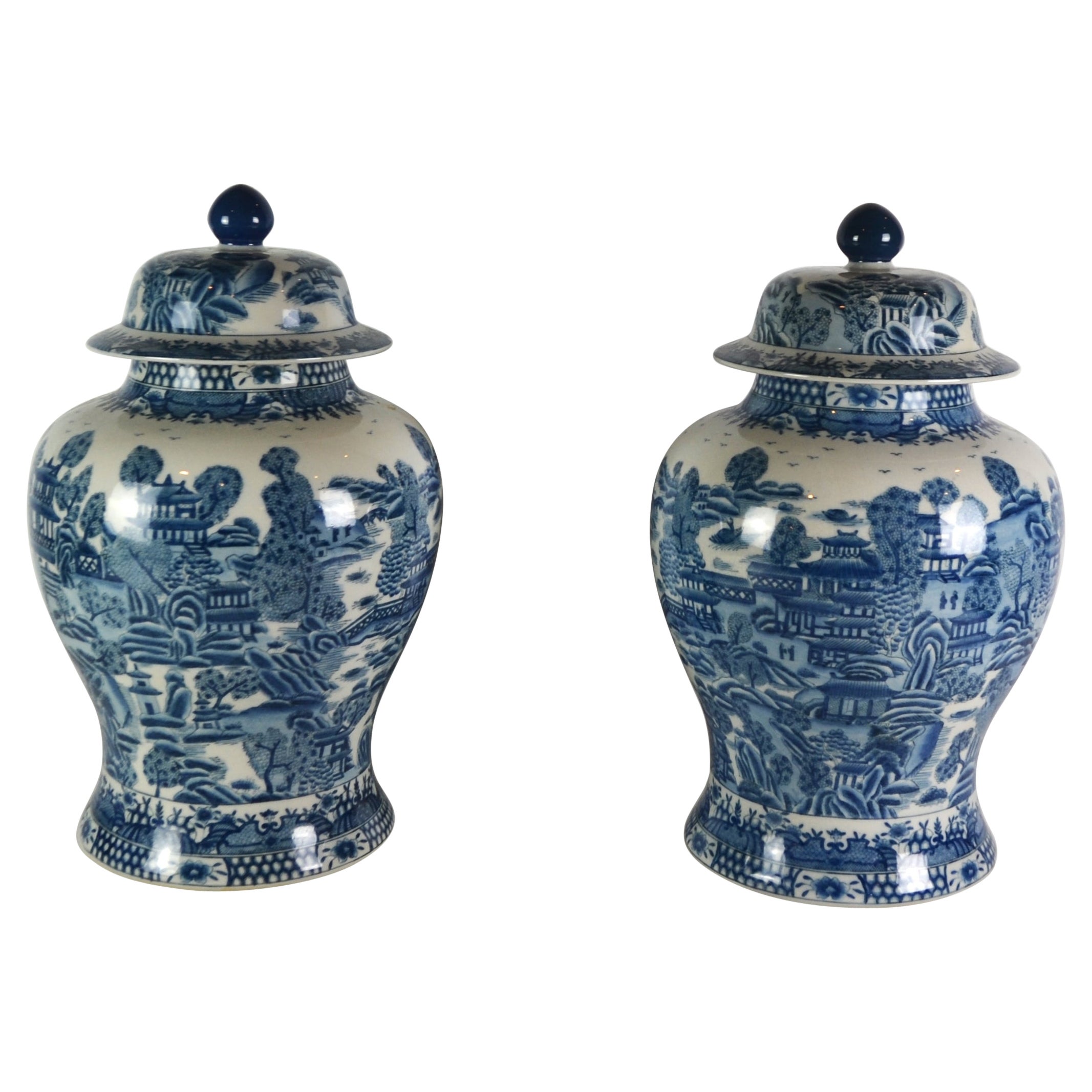 Blue & White Ginger Jars Set of 2
