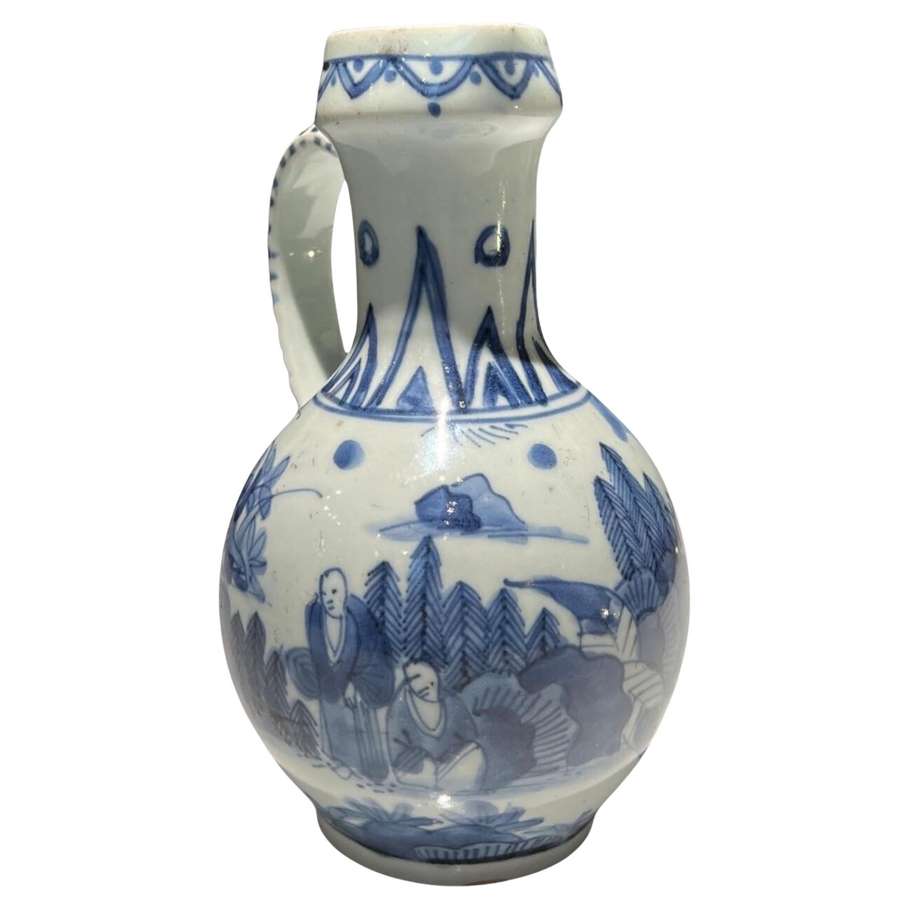 Brocca in porcellana giapponese bianca e blu, Arita, Giappone, 1660-1680 circa. in vendita