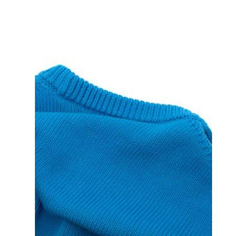 Men's Givenchy Blue & White Logo Intarsia Cotton Jumper For Sale