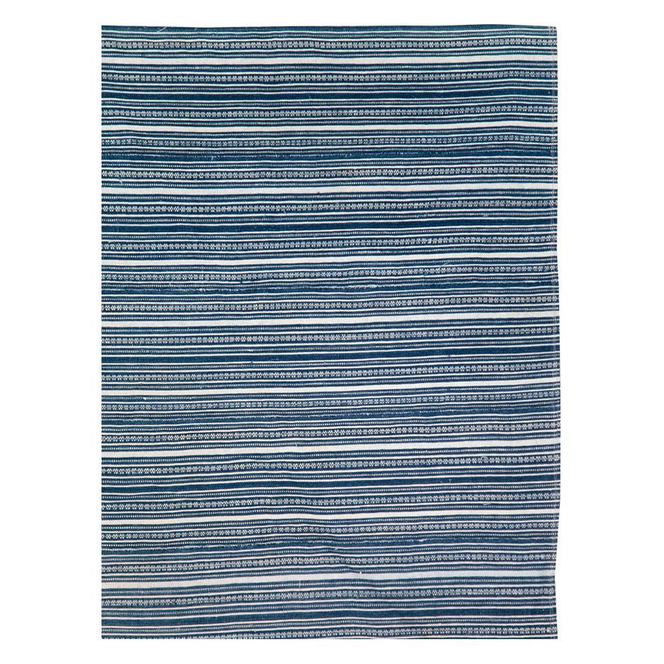 A vintage Persian flatweave Kilim accent rug in square format handmade during the mid-20th century in shades of blue and white.

Measures: 6' 2